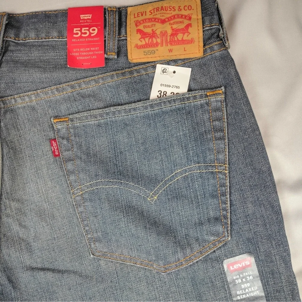 Levi's 559 Jeans Men's 38x36 Big & Tall Relaxed Straight NWT Medium Wash Denim
